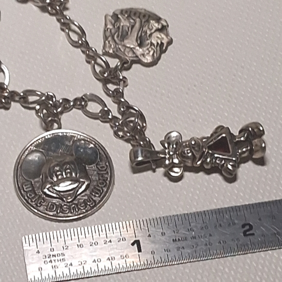* Disney 925 Bracelet 5 Sterling Charms Epcot Mickey Mouse w/stones - Picture 4 of 6
